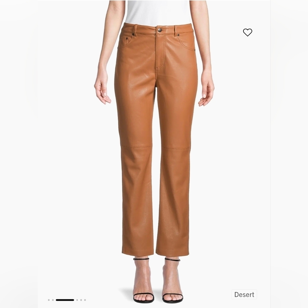 ❤️ NWOT! ELIE TAHARI VEGAN LEATHER HIGH RISE STRAIGHT LEG PANTS, 2 (26)
